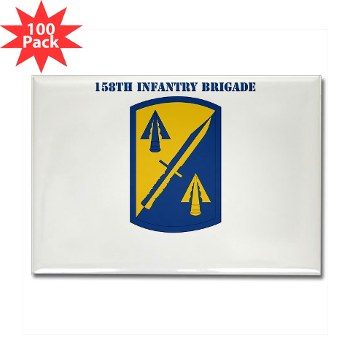 158IB - M01 - 01 - SSI - 158th Infantry Brigade with Text Rectangle Magnet (100 pack)