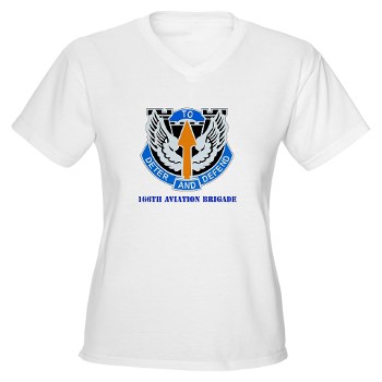 166AB - A01 - 04 - DUI - 166th Aviation Brigade with Text - Women's V-Neck T-Shirt