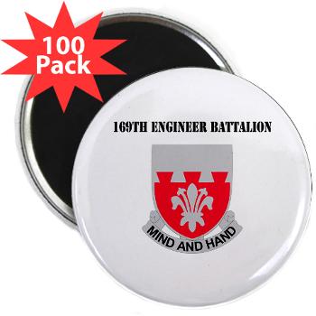 169EB - M01 - 01 - DUI - 169th Engineer Battalion with Text - 2.25" Magnet (100 pack) - Click Image to Close