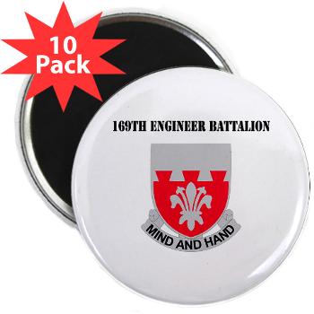 169EB - M01 - 01 - DUI - 169th Engineer Battalion with Text - 2.25" Magnet (10 pack)