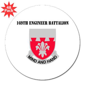169EB - M01 - 01 - DUI - 169th Engineer Battalion with Text - 3" Lapel Sticker (48 pk)
