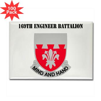 169EB - M01 - 01 - DUI - 169th Engineer Battalion with Text - Rectangle Magnet (100 pack) - Click Image to Close