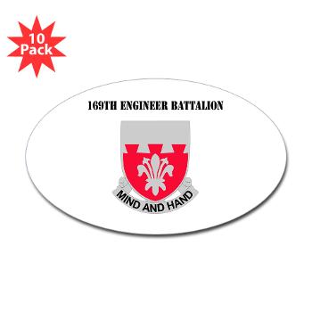169EB - M01 - 01 - DUI - 169th Engineer Battalion with Text - Sticker (Oval 10 pk)