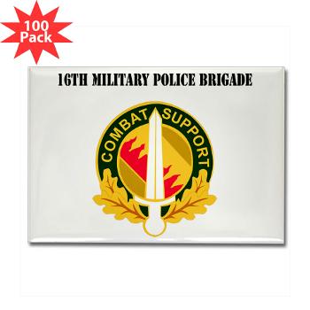 16MPB - M01 - 01 - DUI - 16th Military Police Brigade with Text - Rectangle Magnet (100 pack) - Click Image to Close