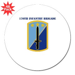 170IB - M01 - 01 - SSI - 170th Infantry Brigade with Text - 3" Lapel Sticker (48 pk)