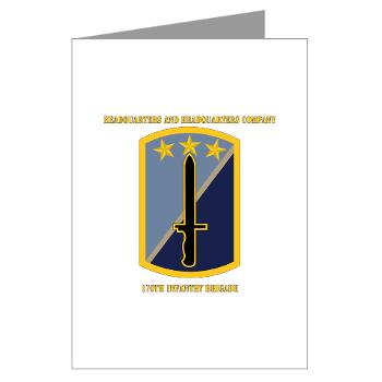 170IBHHC - M01 - 02 - HHC - 170th Infantry Bde with Text Greeting Cards (Pk of 10) - Click Image to Close