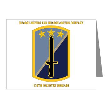 170IBHHC - M01 - 02 - HHC - 170th Infantry Bde with Text Note Cards (Pk of 20) - Click Image to Close