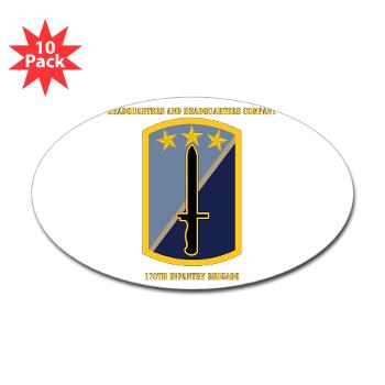 170IBHHC - M01 - 01 - HHC - 170th Infantry Bde with Text Sticker (Oval 10 pk) - Click Image to Close