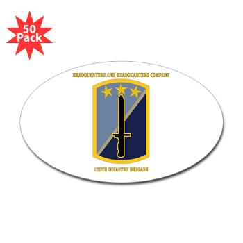 170IBHHC - M01 - 01 - HHC - 170th Infantry Bde with Text Sticker (Oval 50 pk)