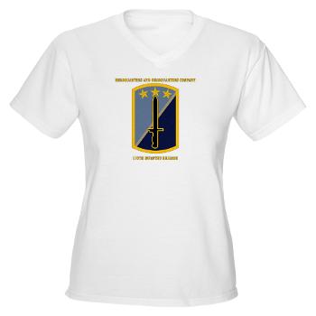 170IBHHC - A01 - 04 - HHC - 170th Infantry Bde with Text Women's V-Neck T-Shirt