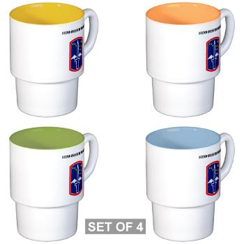 172IB - M01 - 03 - SSI - 172nd Infantry Brigade with text Stackable Mug Set (4 mugs)