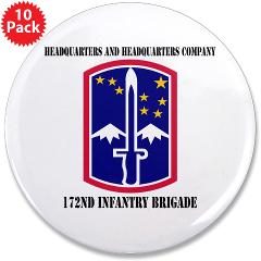 172IBHHC - M01 - 01 - HHC - 172nd Infantry Brigade with Text - 3.5" Button (10 pack) - Click Image to Close