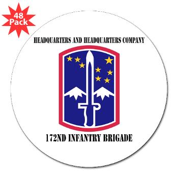 172IBHHC - M01 - 01 - HHC - 172nd Infantry Brigade with Text - 3" Lapel Sticker (48 pk)