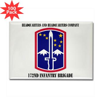 172IBHHC - M01 - 01 - HHC - 172nd Infantry Brigade with Text - Rectangle Magnet (100 pack)