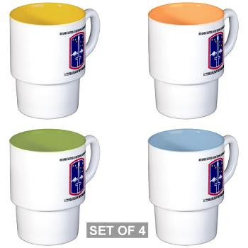 172IBHHC - M01 - 03 - HHC - 172nd Infantry Brigade with Text - Stackable Mug Set (4 mugs)