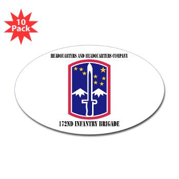 172IBHHC - M01 - 01 - HHC - 172nd Infantry Brigade with Text - Sticker (Oval 10 pk) - Click Image to Close