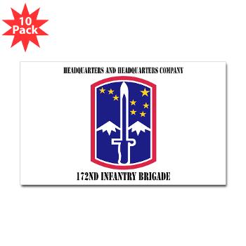 172IBHHC - M01 - 01 - HHC - 172nd Infantry Brigade with Text - Sticker (Rectangle 10 pk)