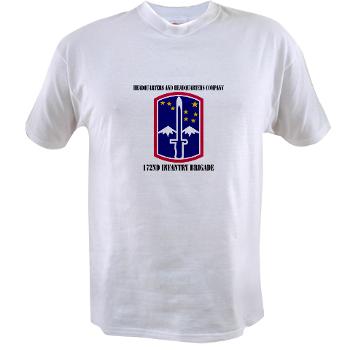172IBHHC - A01 - 04 - HHC - 172nd Infantry Brigade with Text - Value T-Shirt
