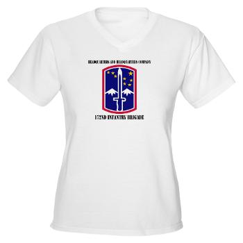 172IBHHC - A01 - 04 - HHC - 172nd Infantry Brigade with Text - Women's V-Neck T-Shirt