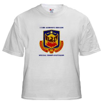173STB - A01 - 04 - DUI - 173rd Special Troops Battalion with Text - White T-Shirt - Click Image to Close