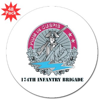 174IB - M01 - 01 - DUI - 174th Infantry Brigade with text 3" Lapel Sticker (48 pk)