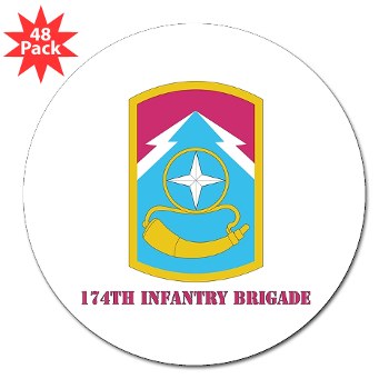 174IB - M01 - 01 - SSI - 174th Infantry Brigade with text 3" Lapel Sticker (48 pk)