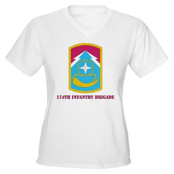 174IB - A01 - 04 - SSI - 174th Infantry Brigade with text Women's V-Neck T-Shirt - Click Image to Close