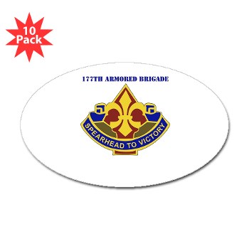 177AB - M01 - 01 - DUI - 177th Armored Brigade with Text Sticker (Oval 10 pk) - Click Image to Close