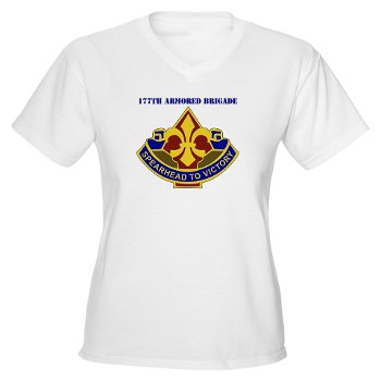 177AB - A01 - 04 - DUI - 177th Armored Brigade with Text Women's V-Neck T-Shirt