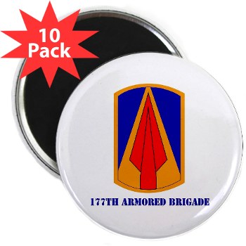 177AB - M01 - 01 - SSI - 177th Armored Brigade with Text 2.25" Magnet (10 pack)