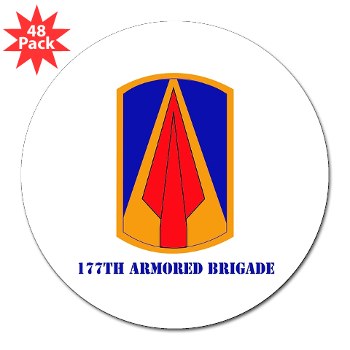 177AB - M01 - 01 - SSI - 177th Armored Brigade with Text 3" Lapel Sticker (48 pk)
