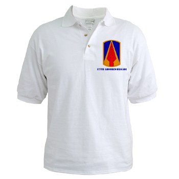 177AB - A01 - 04 - SSI - 177th Armored Brigade with Text Golf Shirt - Click Image to Close