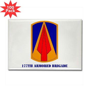 177AB - M01 - 01 - SSI - 177th Armored Brigade with Text Rectangle Magnet (100 pack)
