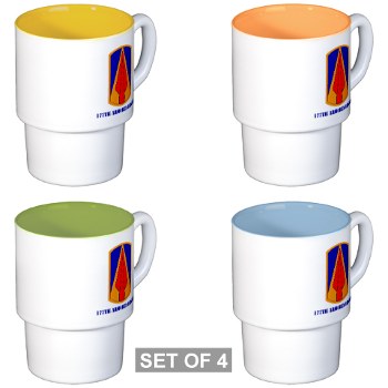 177AB - M01 - 03 - SSI - 177th Armored Brigade with Text Stackable Mug Set (4 mugs)