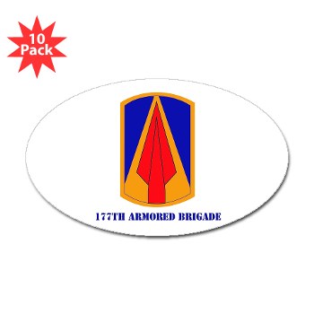 177AB - M01 - 01 - SSI - 177th Armored Brigade with Text Sticker (Oval 10 pk) - Click Image to Close