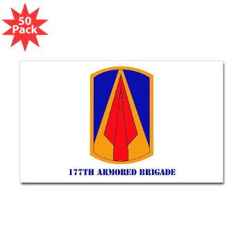 177AB - M01 - 01 - SSI - 177th Armored Brigade with Text Sticker (Rectangle 50 pk) - Click Image to Close