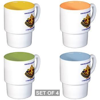 177ABHHD - M01 - 03 - HHD - 177th Armored Bde with Text Stackable Mug Set (4 mugs)