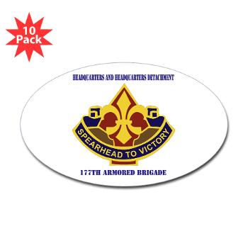 177ABHHD - M01 - 01 - HHD - 177th Armored Bde with Text Sticker (Oval 10 pk)