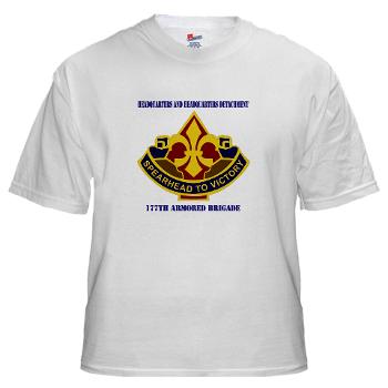 177ABHHD - A01 - 04 - HHD - 177th Armored Bde with Text White T-Shirt - Click Image to Close