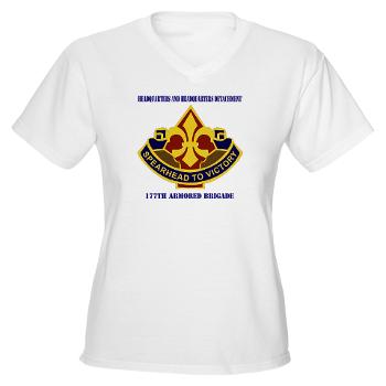 177ABHHD - A01 - 04 - HHD - 177th Armored Bde with Text Women's V-Neck T-Shirt - Click Image to Close