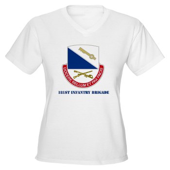 181IB - A01 - 04 - DUI - 181st Infantry Brigade with Text - Women's V-Neck T-Shirt