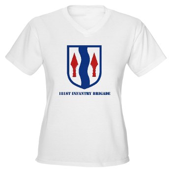 181IB - A01 - 04 - SSI - 181st Infantry Brigade with Text - Women's V-Neck T-Shirt