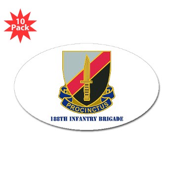 188IB - M01 - 01 - DUI - 188th Infantry Brigade with text Sticker (Oval 10 pk)