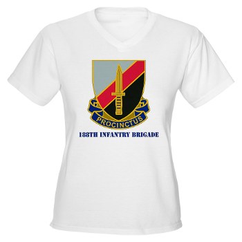 188IB - A01 - 04 - DUI - 188th Infantry Brigade with text Women's V-Neck T-Shirt