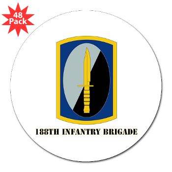 188IB - M01 - 01 - SSI - 188th Infantry Brigade with text 3" Lapel Sticker (48 pk) - Click Image to Close