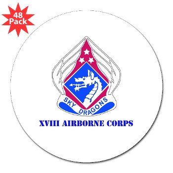 18ABC - M01 - 01 - DUI - XVIII Airborne Corps with Text 3" Lapel Sticker (48 pk) - Click Image to Close