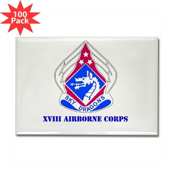 18ABC - M01 - 01 - DUI - XVIII Airborne Corps with Text Rectangle Magnet (100 pack)
