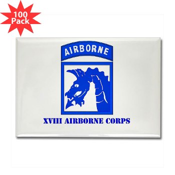 18ABC - M01 - 01 - SSI - XVIII Airborne Corps with Text Rectangle Magnet (100 pack)
