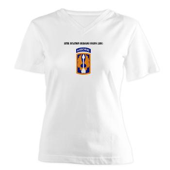 18ABCA - A01 - 04 - SSI - 18th Aviation Brigade Corps (Abn) with Text - Women's V-Neck T-Shirt