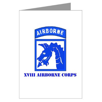 18ABC - M01 - 02 - SSI - XVIII Airborne Corps with Text Greeting Cards (Pk of 10)